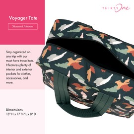 Thirty-One Gifts Voyager Travel Tote Bag, Multi-Pocket Tote Bag for Travel and Work, Travel Bag with Handle and Adjustable Strap, Shattered Abstract