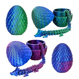 Set of 2 Miniature 3D Dragon in Egg, 3D Printed Dragon Egg with Dragon, Movable Dragon Toys for Children - Colourful Designs