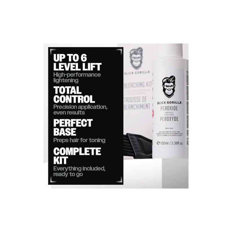 Slick Gorilla Bleaching Kit, Rubio, Aclarador Permanente, Tinte para el