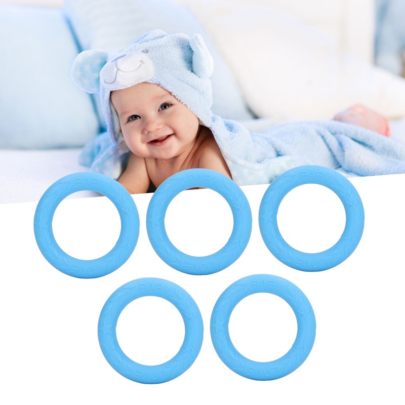 5pcs Baby Soft Silicone Teething Ring Toy Infant Safe Elastic