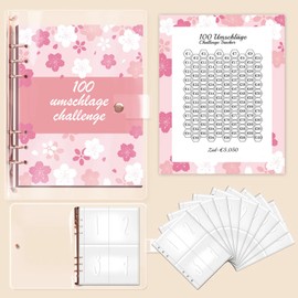Budget Planner, HAIYUU 100 Envelope Saving Challenge German A5 Budget Planner Financial Planner with Challenge Tracker & Pre-Numbered Pockets Money Organiser Budget Binder Savings Book Money Saving