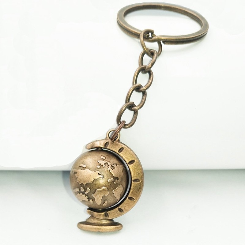 Gudeke Map Keyring Bronze Colour Earth Globe Men's Key Ring