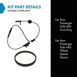 TRQ ABS Wheel Speed Sensor & Magnetic Tone Ring Compatible with AWD 300 Charger