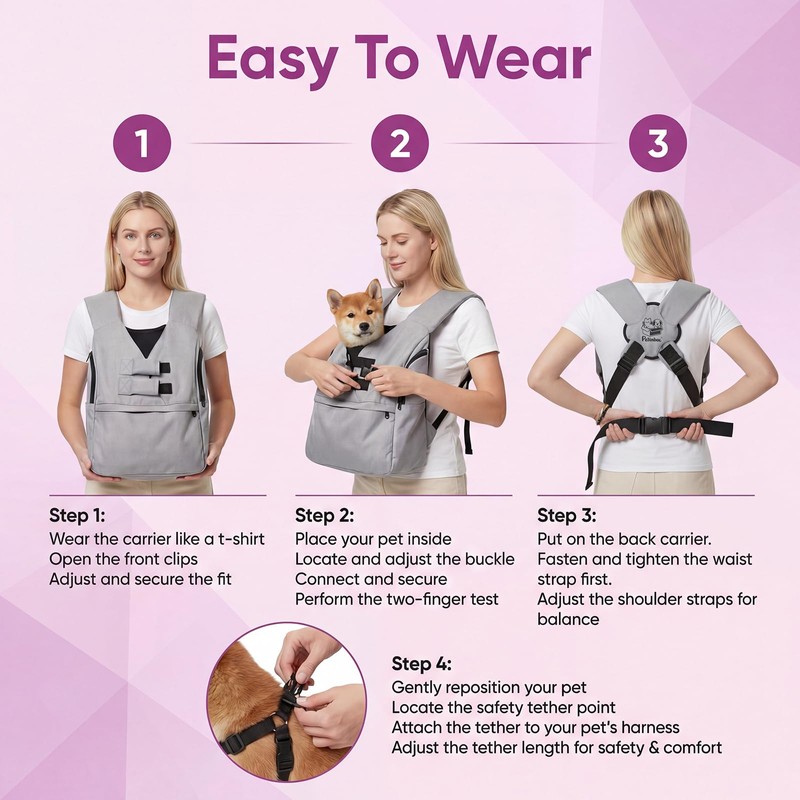 Dog Carrier Sling for Small Dogs 7–15 lbs, Hands-Free Front-Facing
