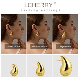 Chunky Gold Earrings for Women Gold Teardrop Earrings Dupes for Women Gold Plated Waterdrop Earrings Trendy Jewelry for Women