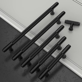9BUILD 10 Pack 160mm Matte Black Cabinet Pulls and Handles for Kitchen Cupboards, Drawers, Doors, Wardrobes - Zinc Alloy