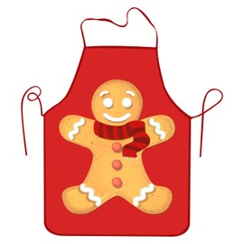 Bonieset Christmas Apron, Unique Gingerbread Man Xmas Apron for Women Men, Adjustable Christmas Kitchen Cooking Apron Christmas Holiday Apron for Baking, BBQ, Crafting, Gardening