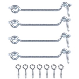 Heavy Duty Gate Hook and Eye Latch 3 Inch Stainless Steel Cabin Hook Eye Latch Door Lock Hook Lock Latch Apply to Wooden Gates Window Brace Gate Door Catch Pack of 4