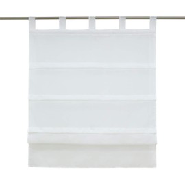 ESLIR Roman Blind with Loops, Kitchen Voile Roman Curtains, Transparent Tab-Top Blind, Modern Curtains, Plain, 1 Piece, White, W x H 120 x 140 cm, 1 Piece