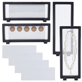 WEBEEDY 4 Sets 3D Floating Display Case with 40pcs Foam Gaskets,Plastic Frame Window Display Stand Holder Suspension Frame 9x3.54x0.79 for Challenge Coin,AA Medallion, Medal,Stamps(20/25/30/35/40mm)