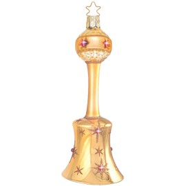 Inge-Glas Bell Golden Stars of Christmas 1-178-08 German Glass Christmas Ornament