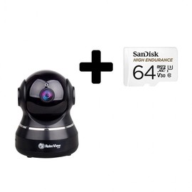 Globalinet RoboView2+64GB Home CCTV, Home & Pet Cam, 2MP Indoor IP Camera Black