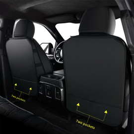 RISINGSTAR F150 Front Seat Covers Faux Leather, fit for 2015-2025 F150 SuperCrew SuperCab Regular Cab 2017-2025 F250 F350 F450 Super Duty Crew Cab SuperCab Regular Cab(Front Pair, Black 2 pcs)