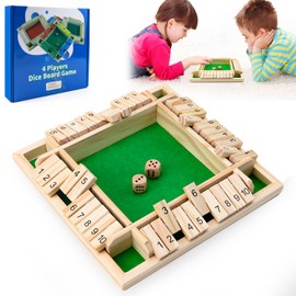 KFETFE Shut The Box Game 4 Players Dice Game Wooden Board Game Folding Board Game Mathematics Learning Toy from 3 4 5 6+ Years