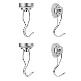 Ant Mag Swivel Magnetic Hooks 80lbs Heavy Duty Grill Magnet Hooks 4 Pack with Scratch Proof Stickers Great for Home Refrigerator Kitchen Store Grill BBQ Office Warehouse Silver