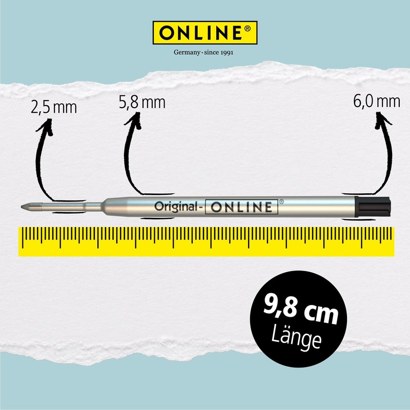 ONLINE Schreibgeräte ballpen refill international king-size black, G2 format line