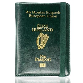 MOIRENTO Irish Passport Holder - RFID Blocking Travel Wallet - PU Leather Passport Cover, Ireland, Eire, Men, Women