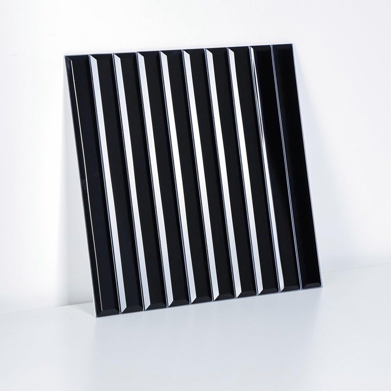 Miscasa Peel and Stick Black Mirror Strip Backsplash Tile, Self