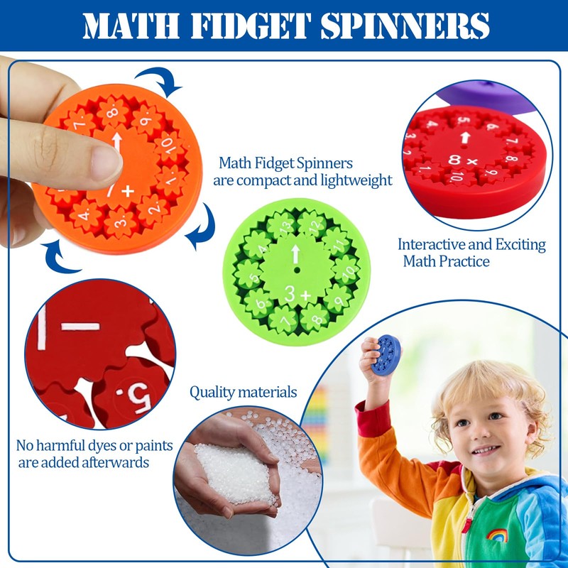 9pcs Math Fidget Spinner,Math Fact Fidget Spinners for Make Math