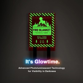 NatureAqua Glow-in-The-Dark Emergency Fire Blanket-3 ply Glass Fibre Fabric Construction, 2 Side Silicone Coated Fire Blanket, 40” x 40” Fiberglass Fire Blankets Emergency for Home and Kitchen, 2 Pack