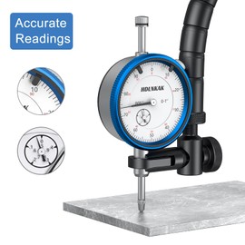 HDLNKAK Disc and Rotor/Ball Joint Gage Set, 0-1'' Dial Indicator 0.001'' (Blue) and 360 Deg Flexible Stem Holder,Automobile Brake disc Flatness Measurement Tool