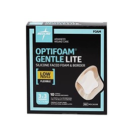 Medline Optifoam Gentle Lite Foam Dressings, 3" x 3" - 10 Count Box