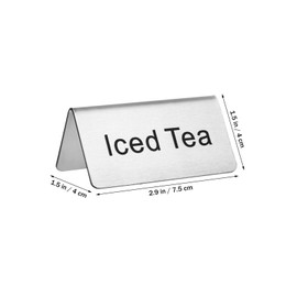 GLEAVI 5pcs Stainless Steel Table Tent Sign: Coffee Table Signs Tea Signs - 3.14X1.41X1.41in for Party Buffet Restaurant Banquet Wedding