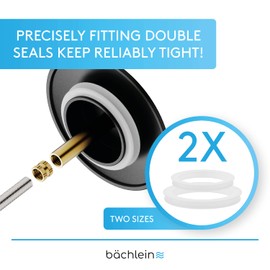 Bächlein Universal Bath Plug - Drain Plug [Matt Black] -incl. Replacement Seal -Drain Fitting for Any Standard Bath -Plug