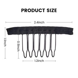 Jozlynn 12Pcs Black 6 Teeth Wig Comb Clips for Synthetic Wig Hairpiece