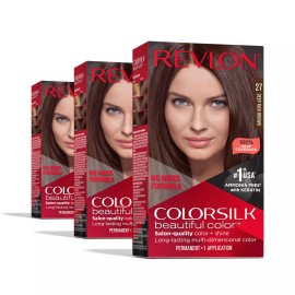 Revlon ColorSilk Permanent Hair Dye 3 Pack Deep Rich Brown 100 Gray Coverage