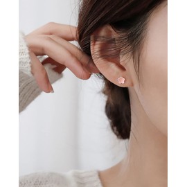 Reffeer 925 Sterling Silver Cute Flower Earrings Studs for Teens Girls Small Color Flower Studs Earrings Hypoallergenic (A-Pink-White)