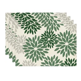Artoid Mode Flowers Forest Green Dahlia Christmas Place Mats Set of 4 Spring 30 x 45 cm Holiday Place Mats Washable Place Mats Kitchen Party Decoration