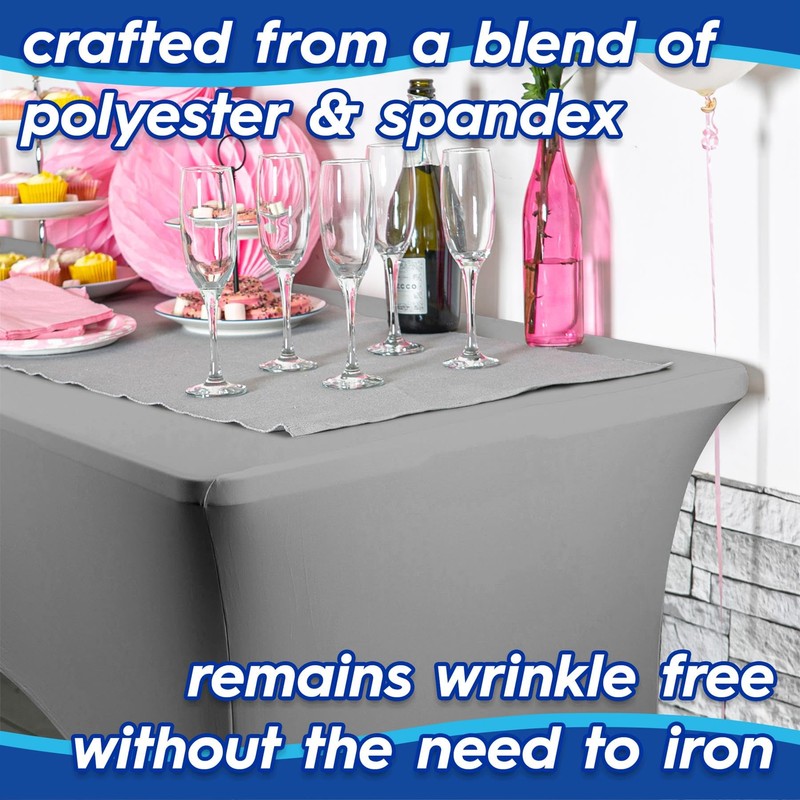 Harbour Housewares Rectangular Spandex Fitted Tablecloth - 6ft (180cm) -