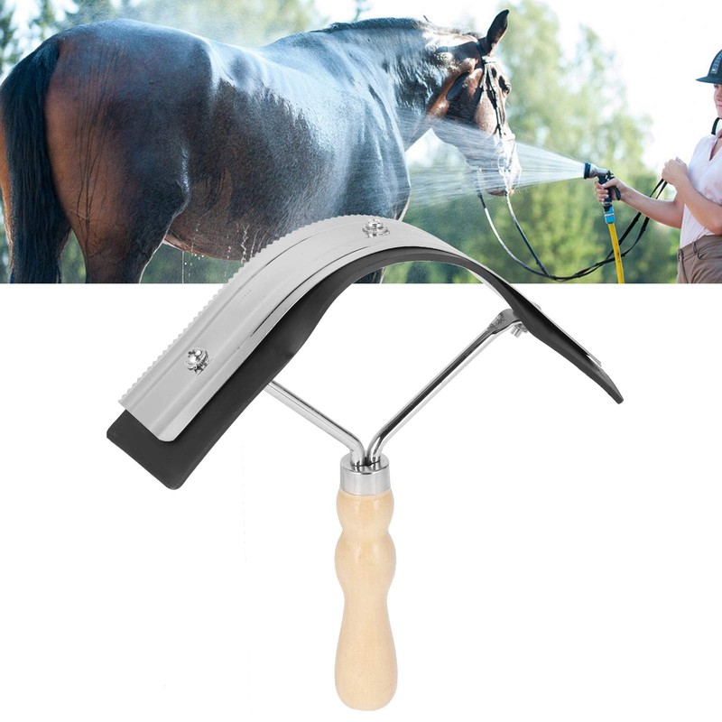 EVTSCAN Horse Sweat Scraper with Wood Handle Non Slip Horse