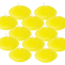 LPUSA 10 Hour Yellow Citronella Floating Candles Large 3"，Scented Romantic Tealight Ribbed Candles for Cylinder Vases，Centerpieces at Wedding, Party, Pool, Holidays, Set of 12