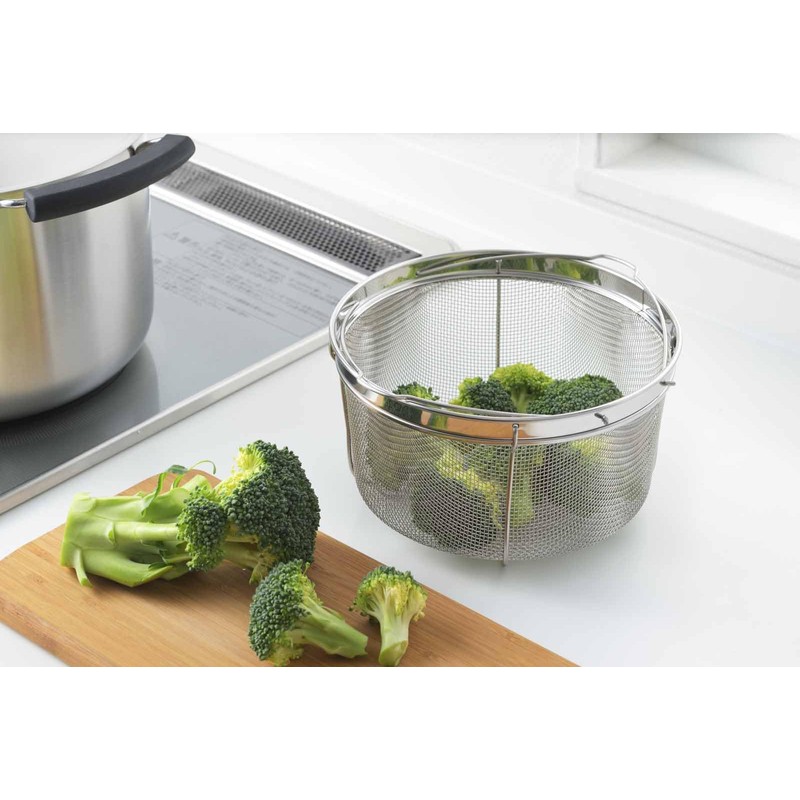 Yoshikawa 1686191 Stainless Steel Boiled Colander, 7.5 inches (19 cm)