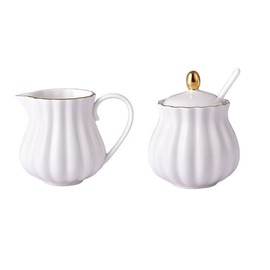 CHOOLD Elegante juego de azúcar y crema de cerámica con tapa, cuchara y crema para servir café, regalo de boda, 212 g