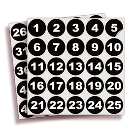 iSYFIX Black Consecutive Number Stickers – 1 to 50, 1.5-inch, 1 Set – Vinyl Black Self Adhesive Premium Decal, Ideal for Inventory, Storage, Organizing, Boxes, Bins, Toolbox, Lockers & More, Outdoor