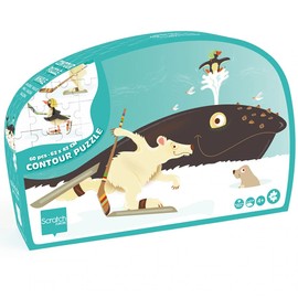 Scratch 276181130 Shape Whale Contour Puzzle for Children 4 Years and Up 60 Pieces, White