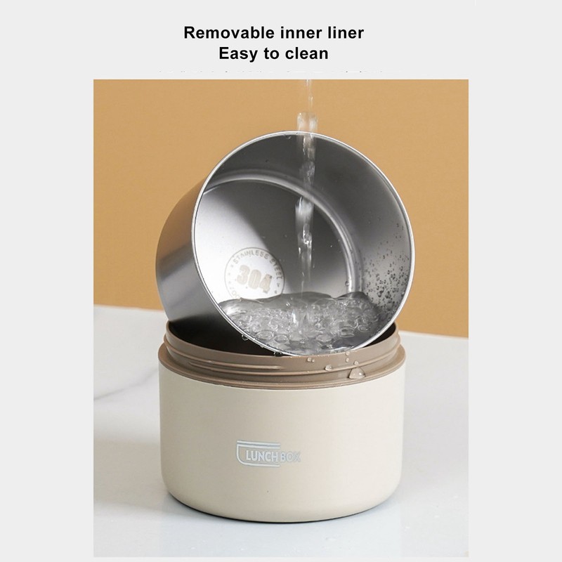 Insulated Lunch Container 304 Stainless Steel Leakproof Portable Round Thermal