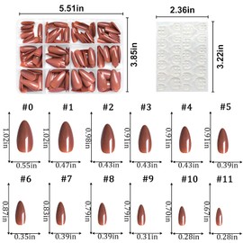LoveOurHome 240pc Almond Press on Nails Medium Stiletto Colored Fake Fingernails Full Cover False Artificial Nail Tips Manicure Decor with Tabs for Women Girls