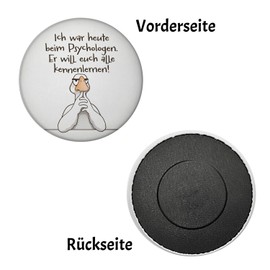 Gilbert die Gans Magnet Round with Saying Psychologist Will euch alle kennenlernen Funny Humour for Office and Colleagues Sarcasm for Miesepeter at Work