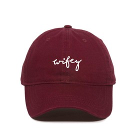DSGN By DNA Wifey Baseball Cap Embroidered Cotton Adjustable Dad Hat Burgundy