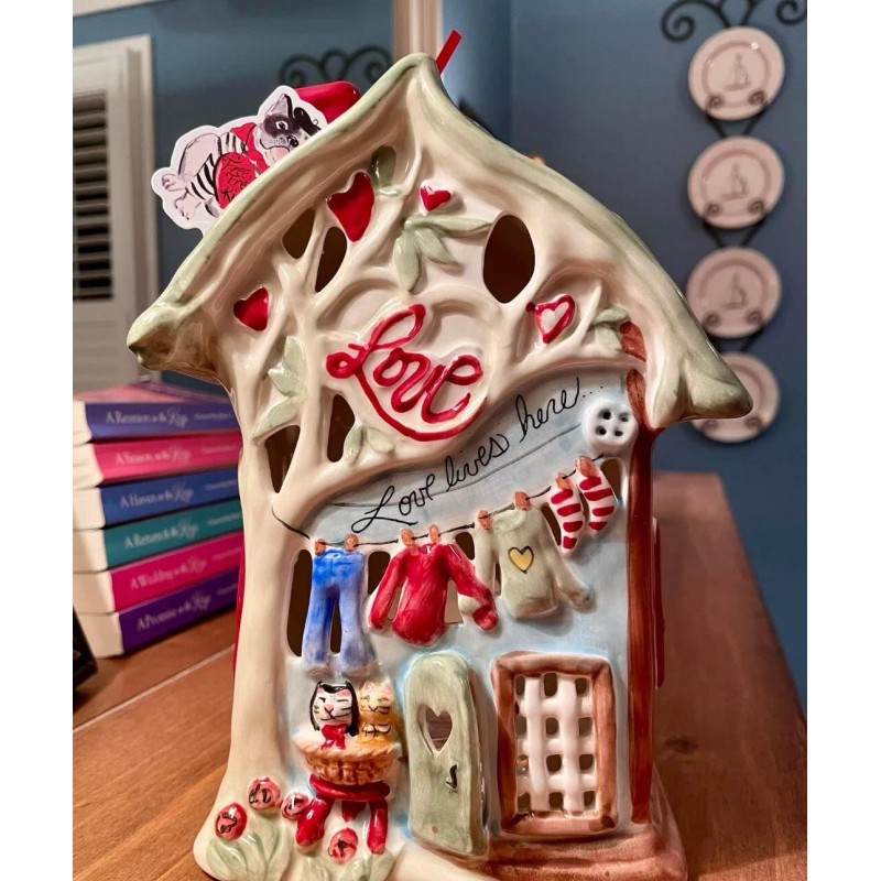 Blue Sky Clayworks “Love Lives Here” Tea Light Candle House