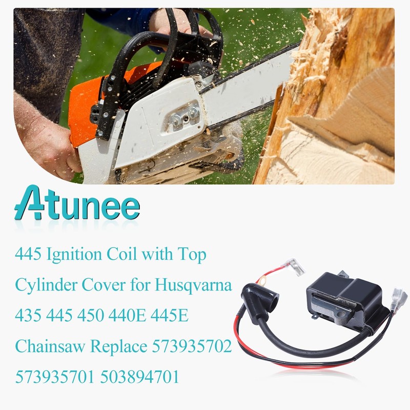 Atunee 445 Ignition Coil with Top Cylinder Cover for Husqvarna