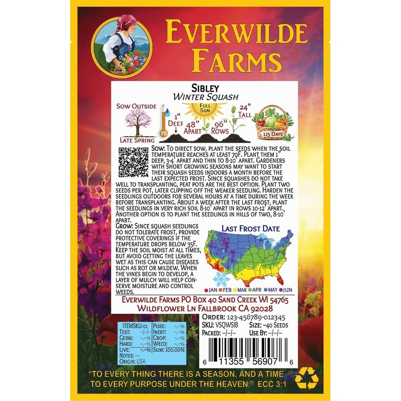 Everwilde Farms - 1 Oz Sibley Winter Squash Seeds -