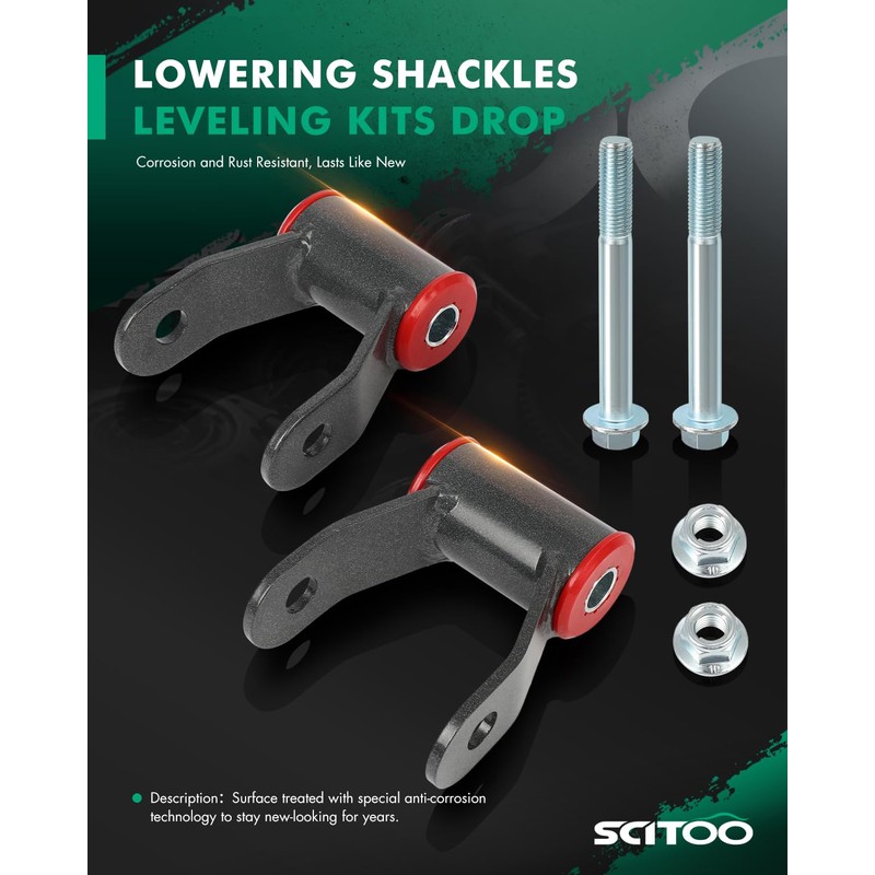 SCITOO 2" Rear Drop Lowering Shackles Kit 1998-2011 for Ford