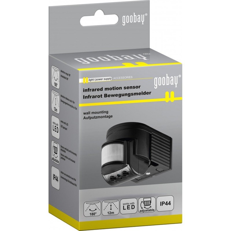 Goobay 96001 Infrared Motion Sensor, black, 96001