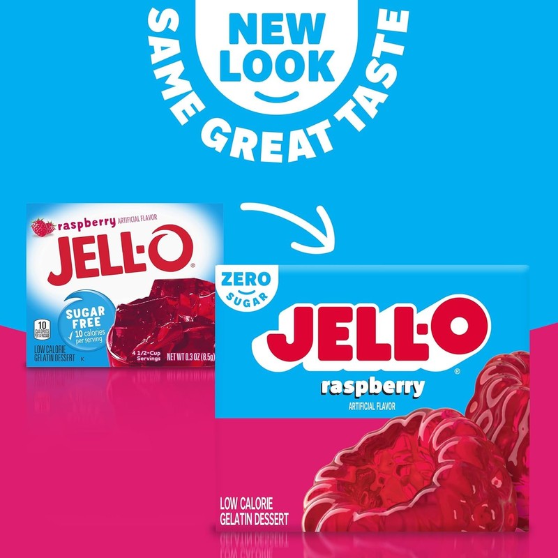 Jell-O Raspberry Sugar-Free Gelatin Mix (0.3 oz Boxes, Pack of