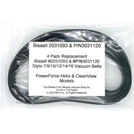 Compatible for Bissell PowerForce Helix & CleanView #2031093, P/N3031120 & #32074 Style 7/9/10/12/14/16 Replacement Vacuum Belts 4 Pack